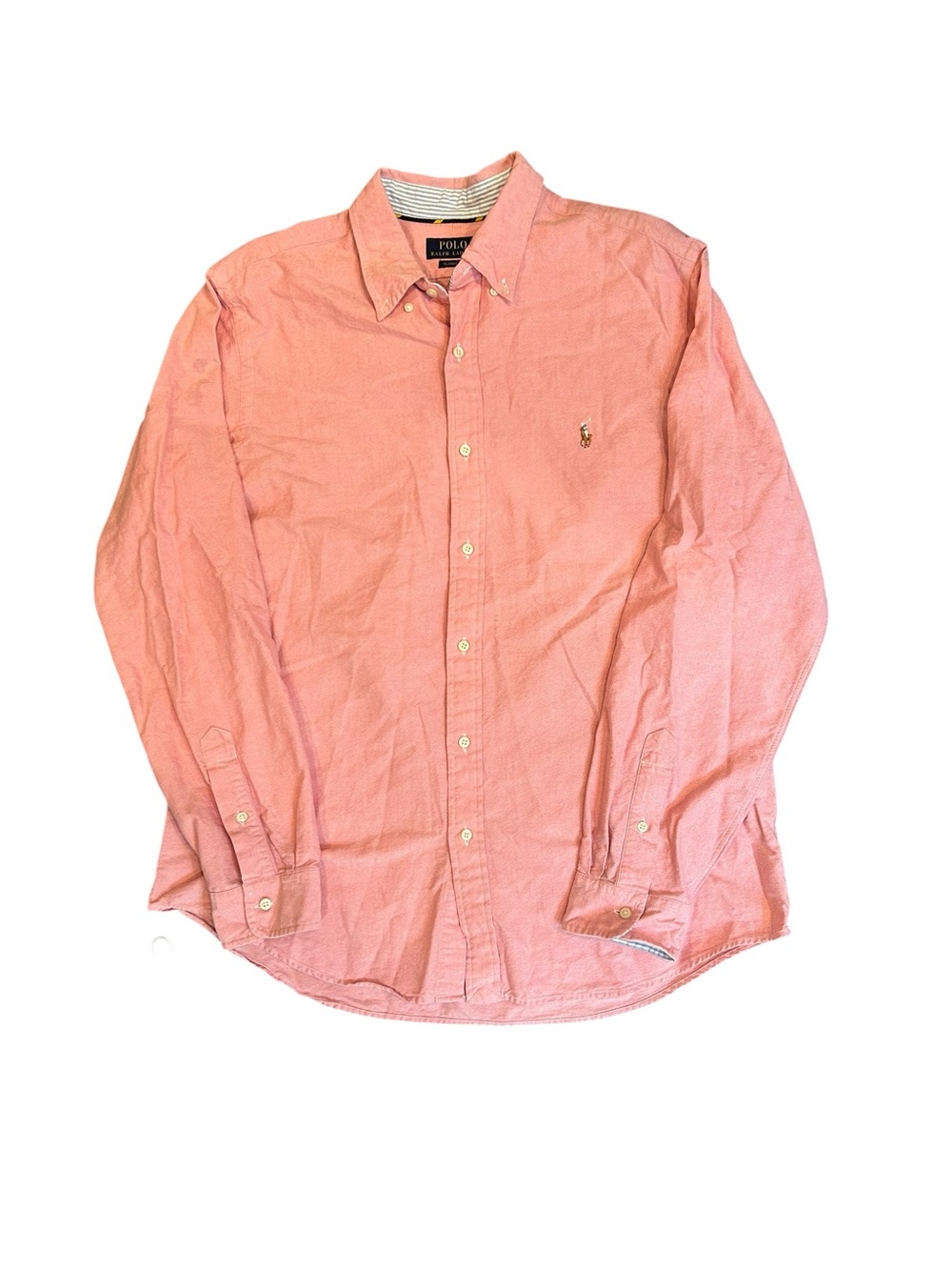 Men’s Pink Polo Ralph Lauren button-up shirt with embroidered logo, size XL